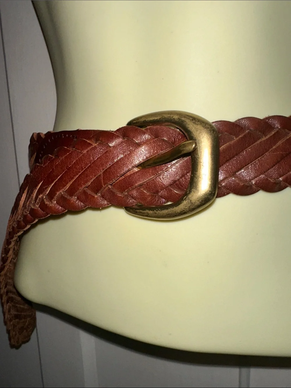 Vintage The Limited Braided Leather Waist Belt in Brown with Gold Buckle